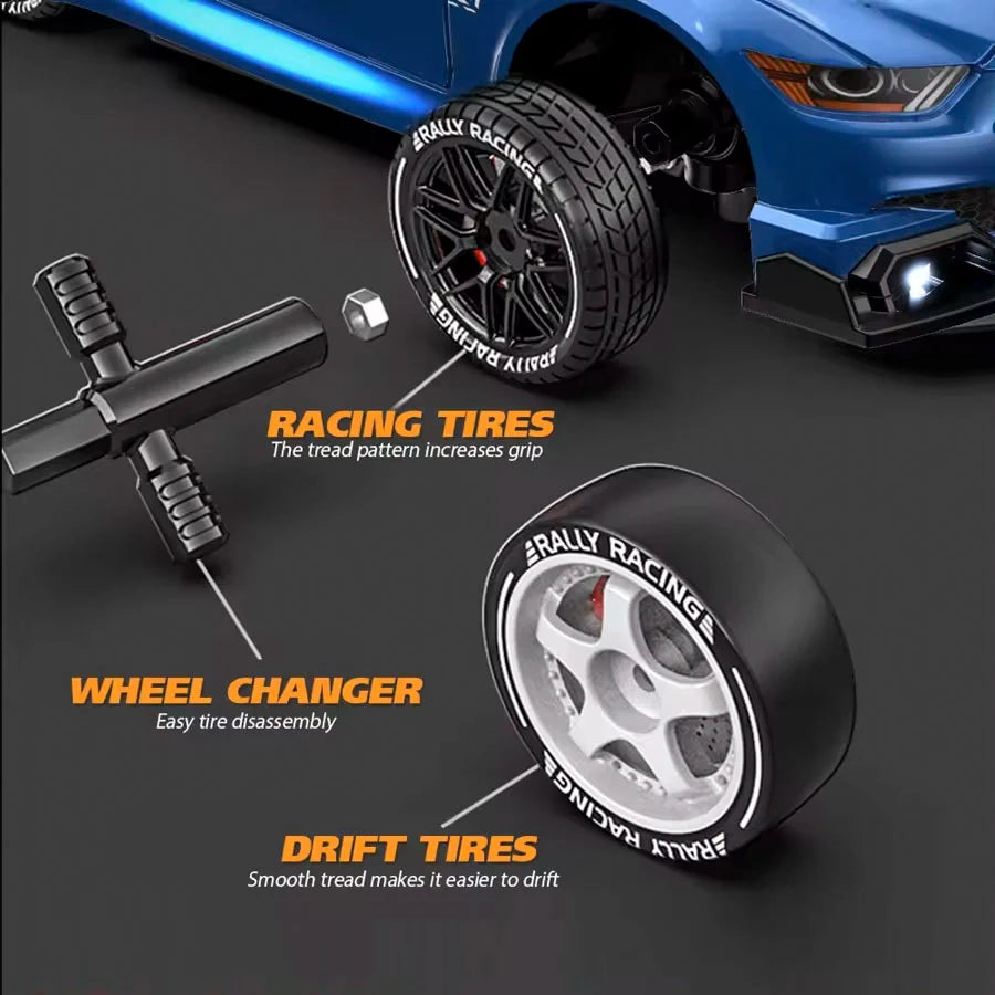 1:24 RC Drift Car 4WD Remote Control High Speed Racing Vehicle with LED Lights 2.4GHz Radio